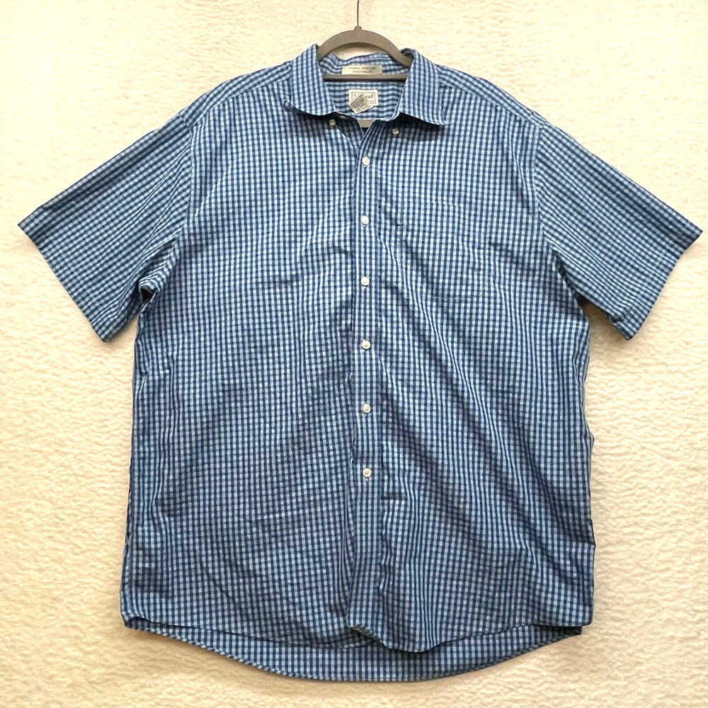 LL Bean Shirt Mens Extra Large Blue Plaid Traditional Fit Button Down Dadcore